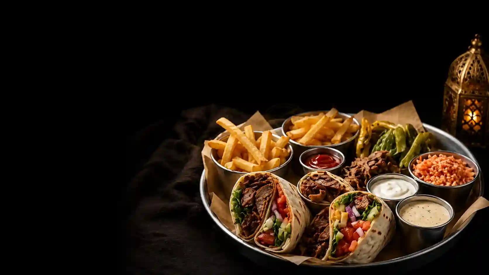 Mediterranean wraps on a serving board — explore more of our menu