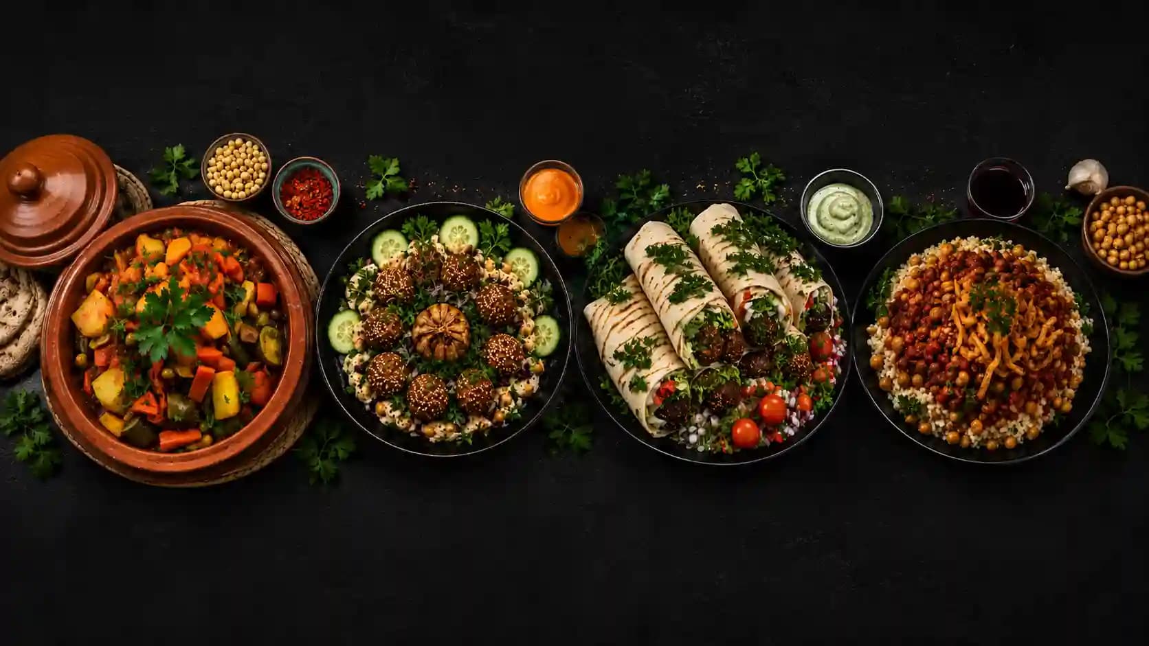 Vibrant vegetarian Mediterranean spread — Chappelle Kitchen catering