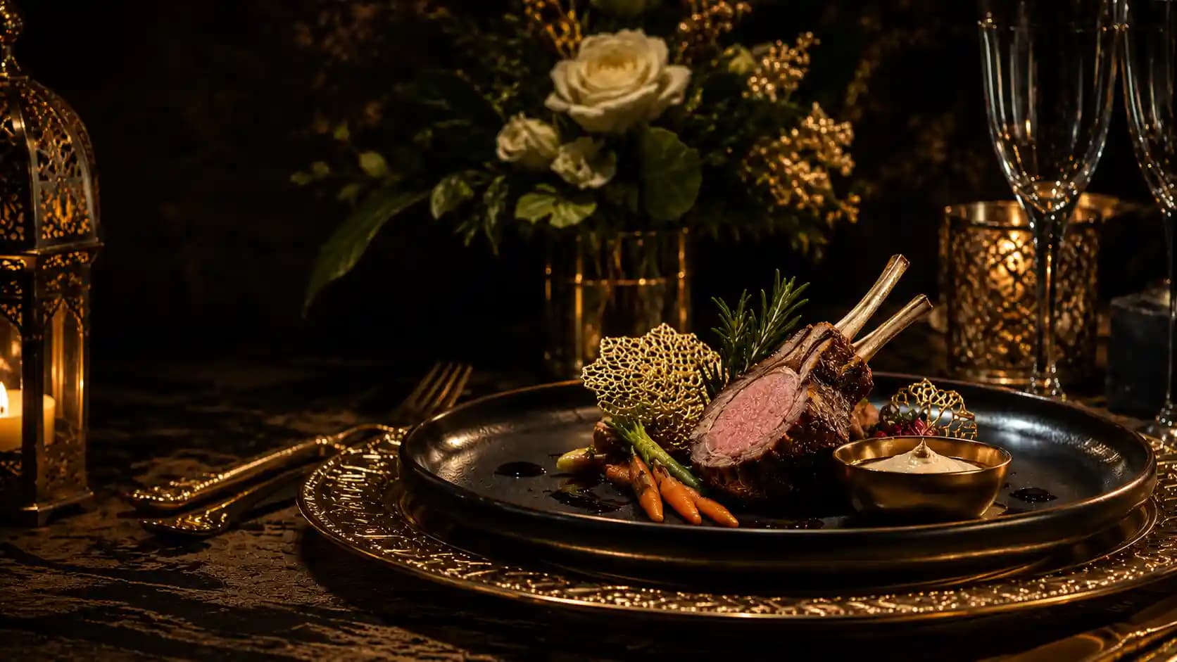Luxury full-service catering with elegant Mediterranean presentation